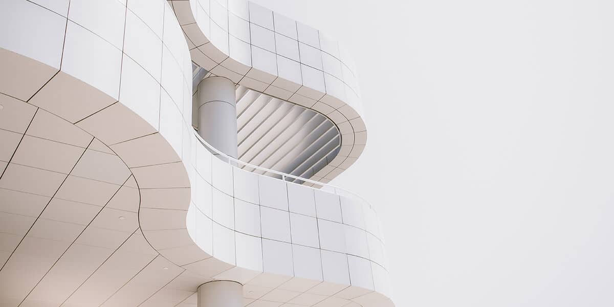 Curved white modern building facade